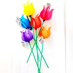 6‎ piece set Tulip Spinner Garden Stakes decorative spring summer flower …